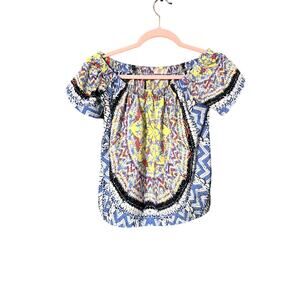 Renee C. Made in USA Off the Shoulder Multicolor Summer Boho Top Womens Small